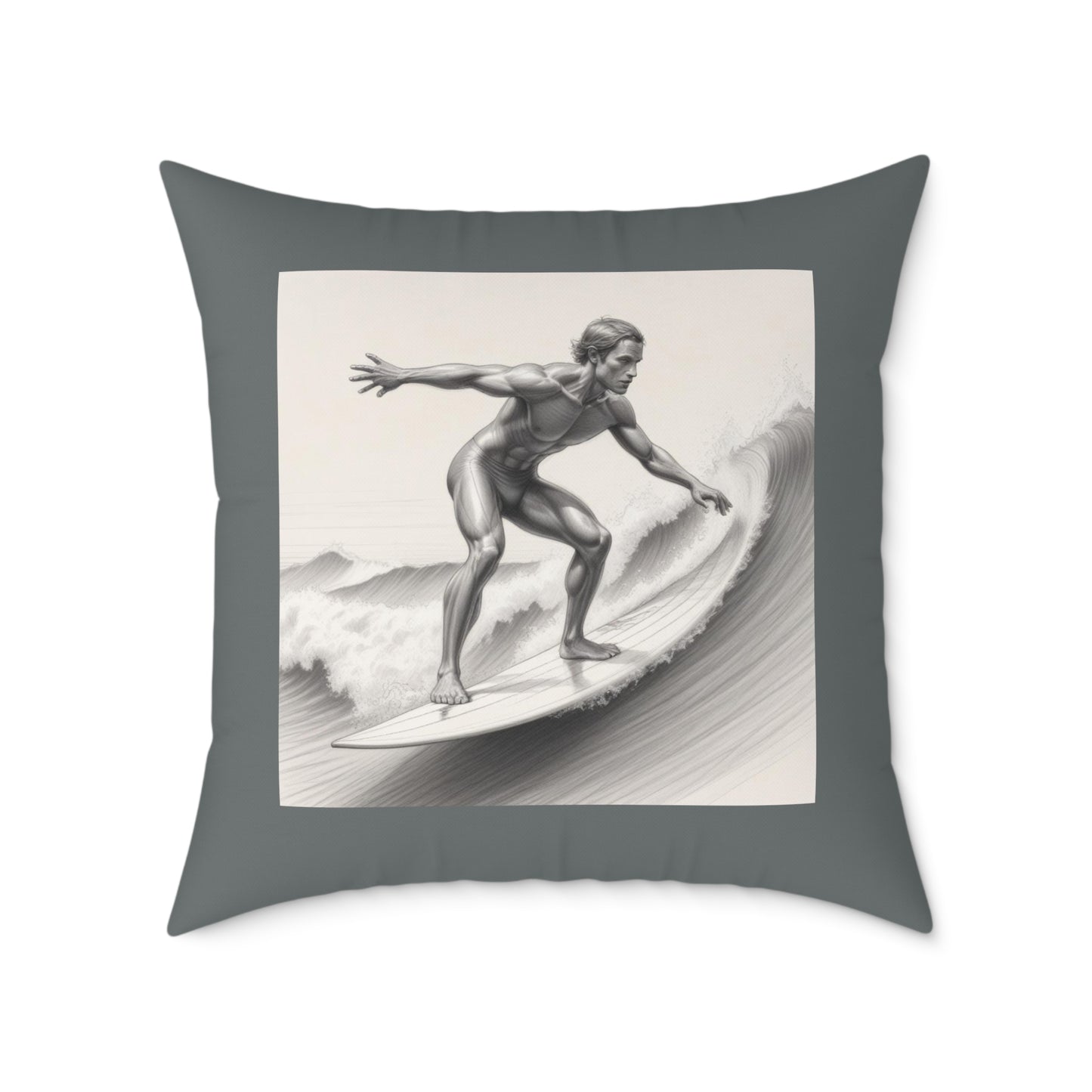 Surfing Square Poly Canvas Pillow