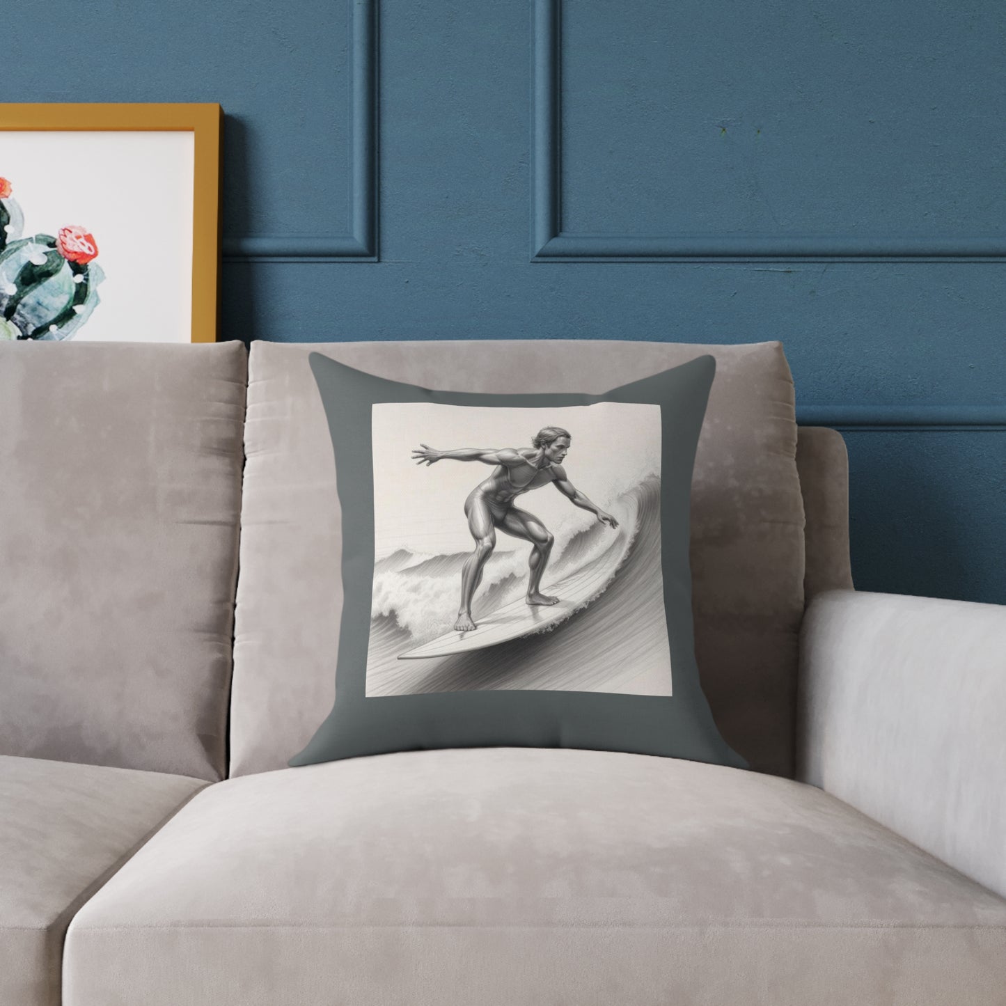 Surfing Square Poly Canvas Pillow