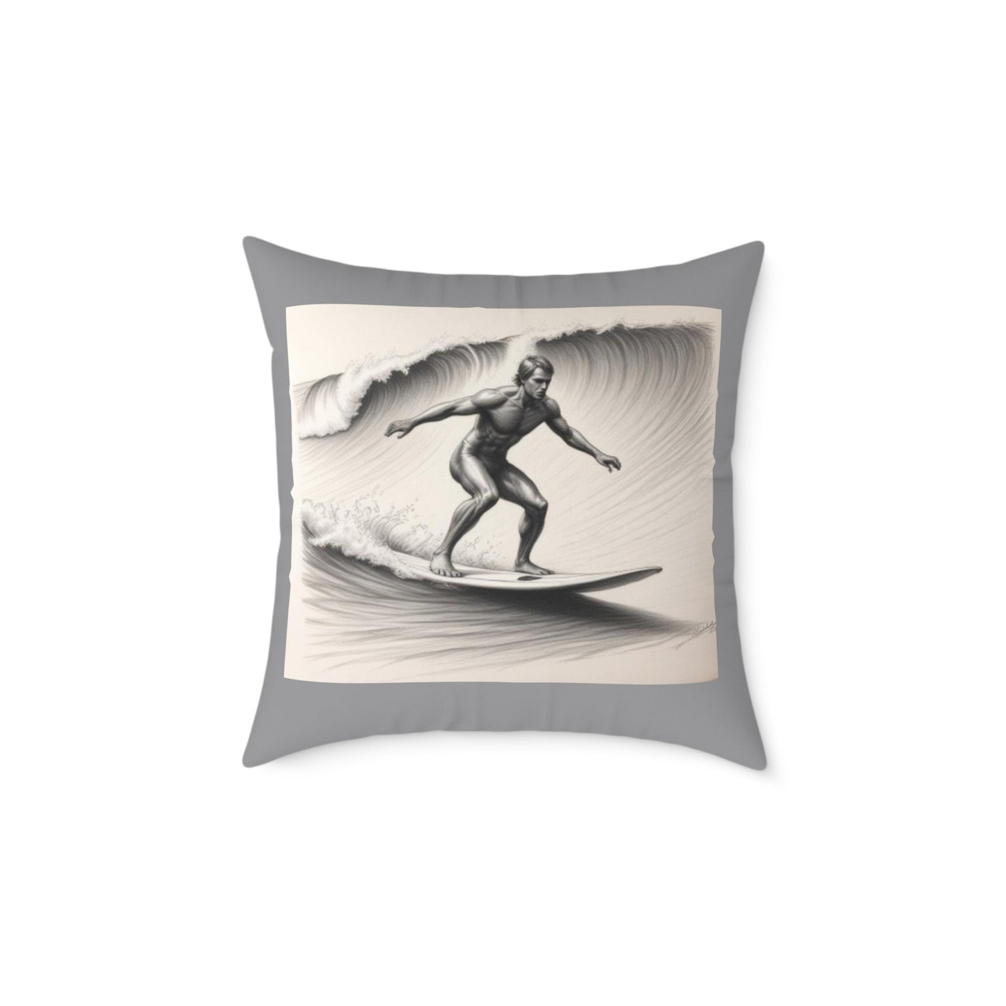 Surfing Square Poly Canvas Pillow