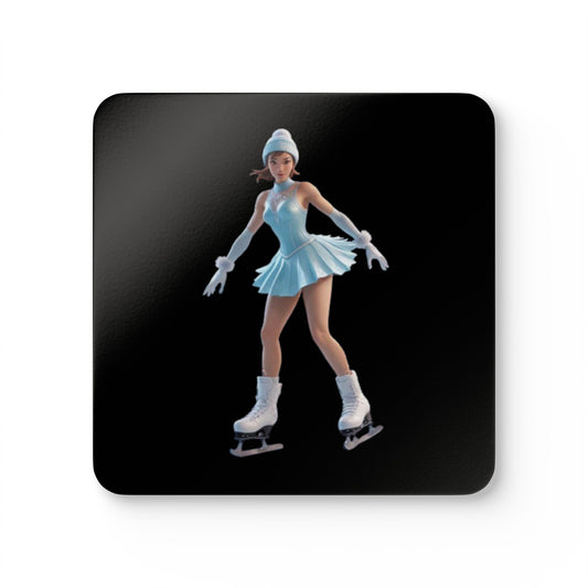 Ice Skating Corkwood Coaster Set