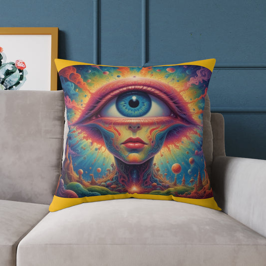 Psychadelic Square Poly Canvas Pillow