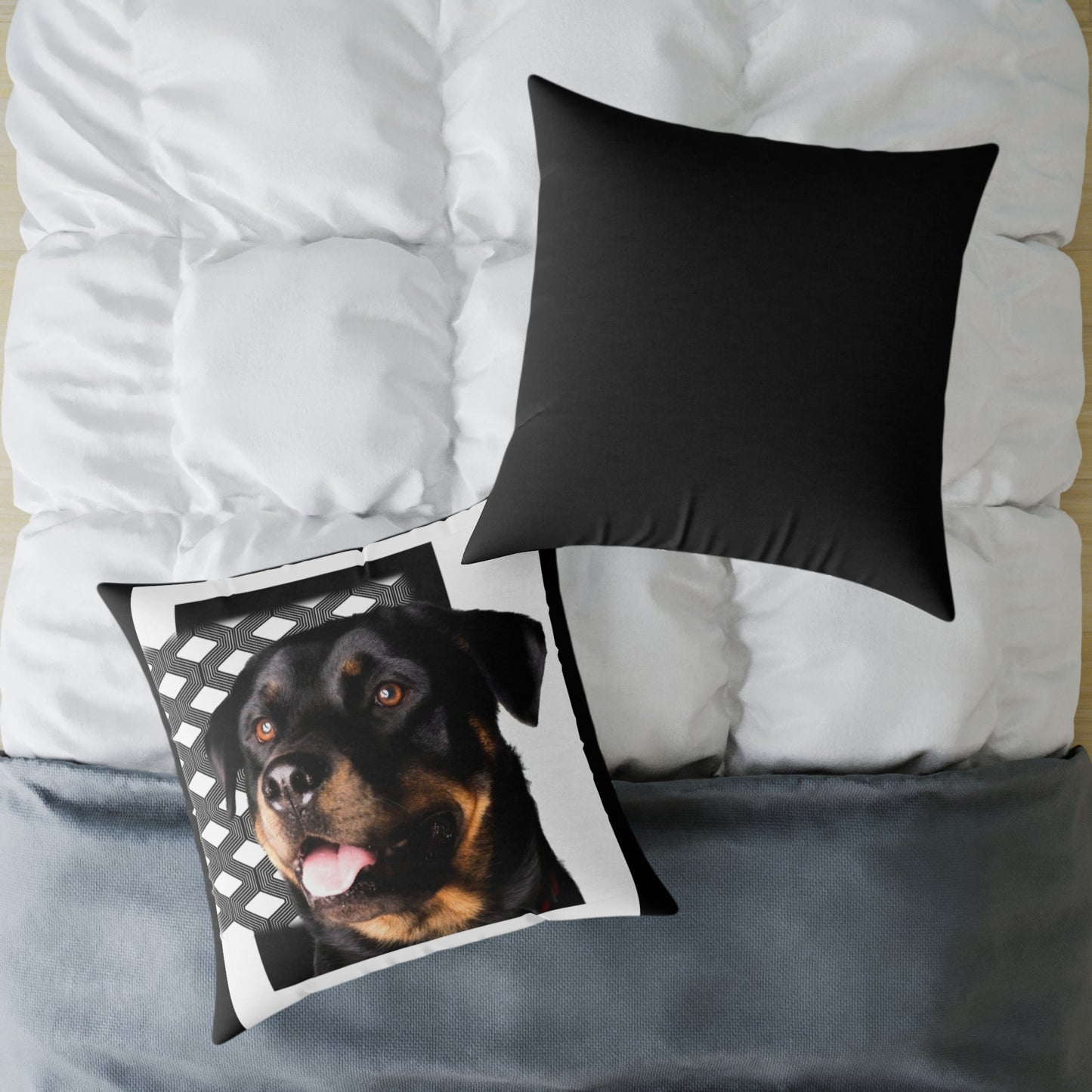 Rottweiller Square Poly Canvas Pillow