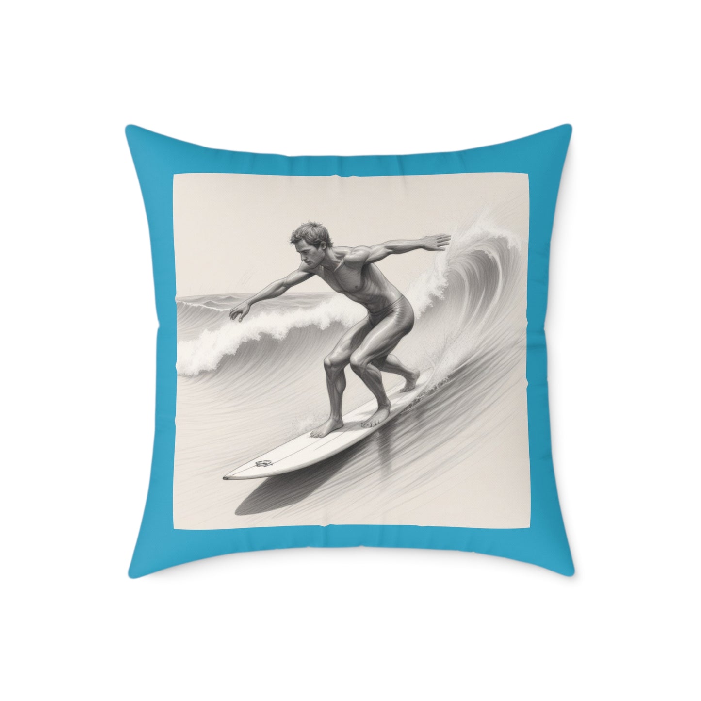 Surfing Square Poly Canvas Pillow