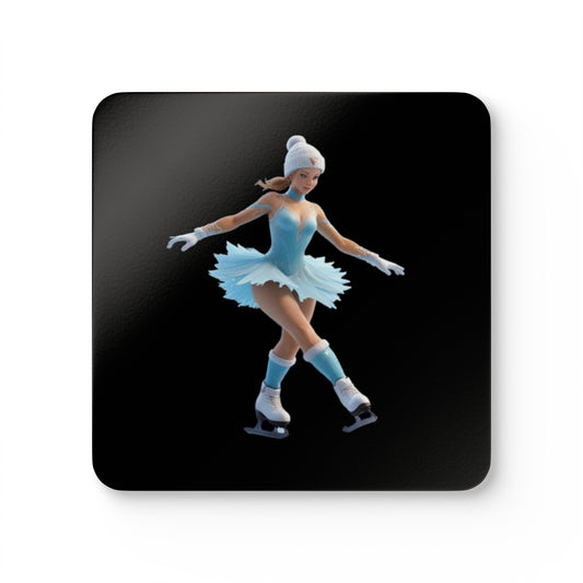 Ice Skating Corkwood Coaster Set