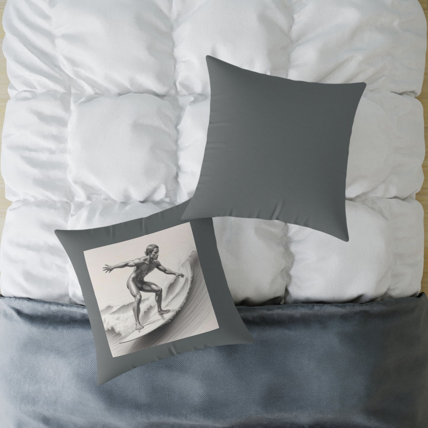 Surfing Square Poly Canvas Pillow