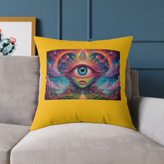 Psychadelic Square Poly Canvas Pillow