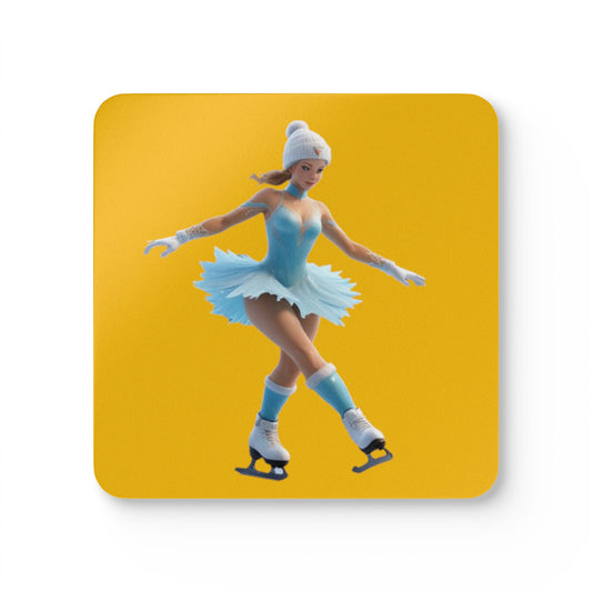 Ice Skating Corkwood Coaster Set