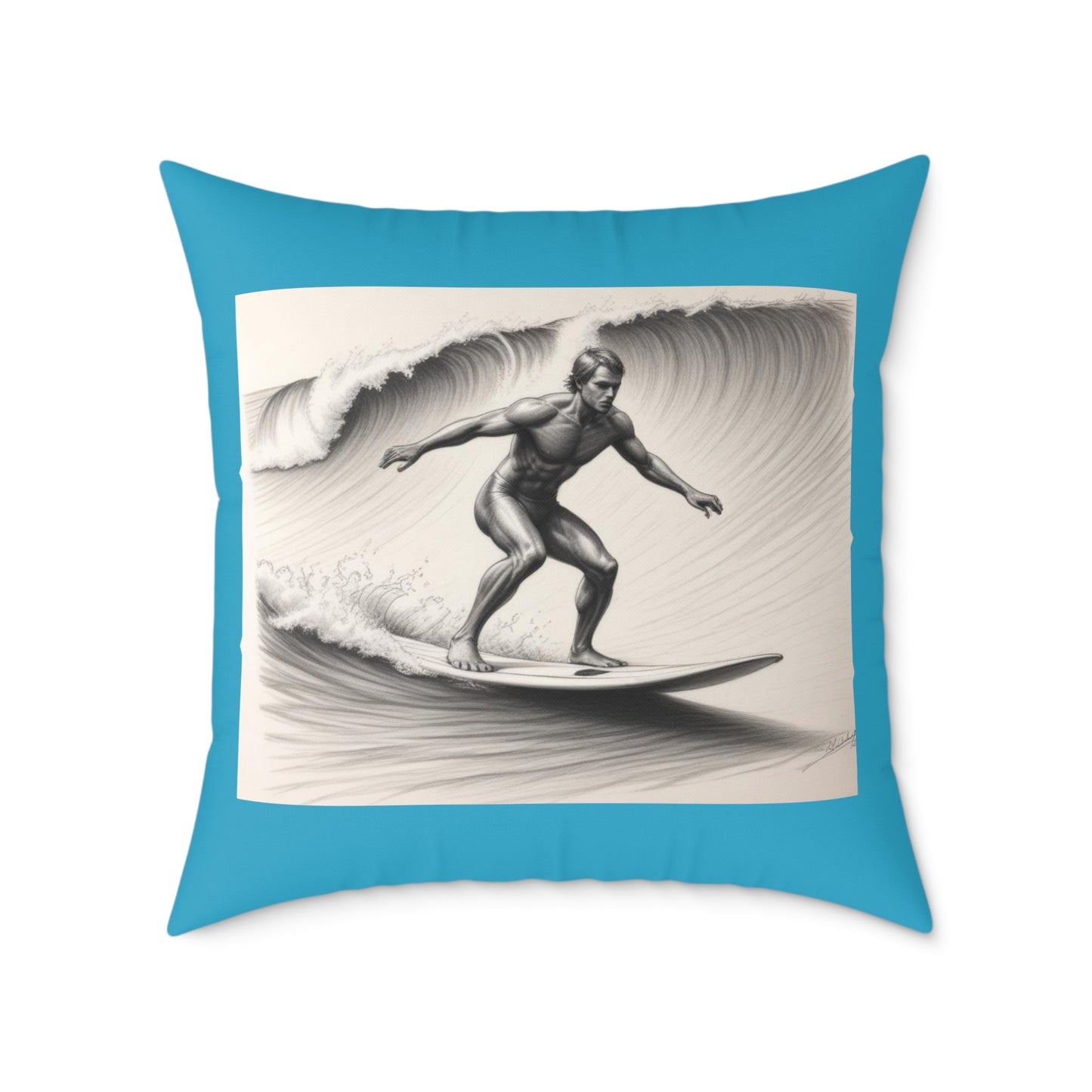 Surfing Square Poly Canvas Pillow