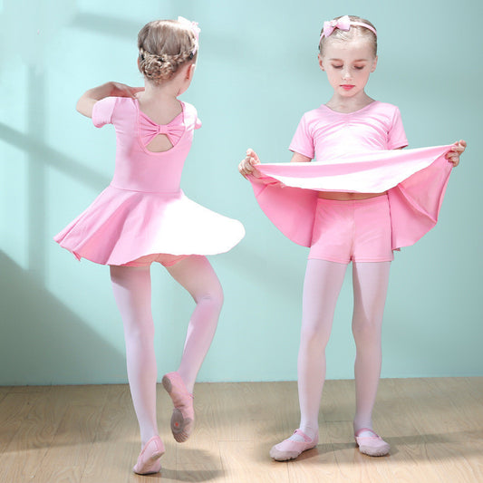 Children Dance Clothing Summer Short-sleeved Girls Dance Skirt Children