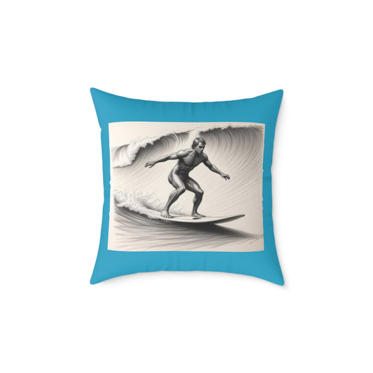 Surfing Square Poly Canvas Pillow