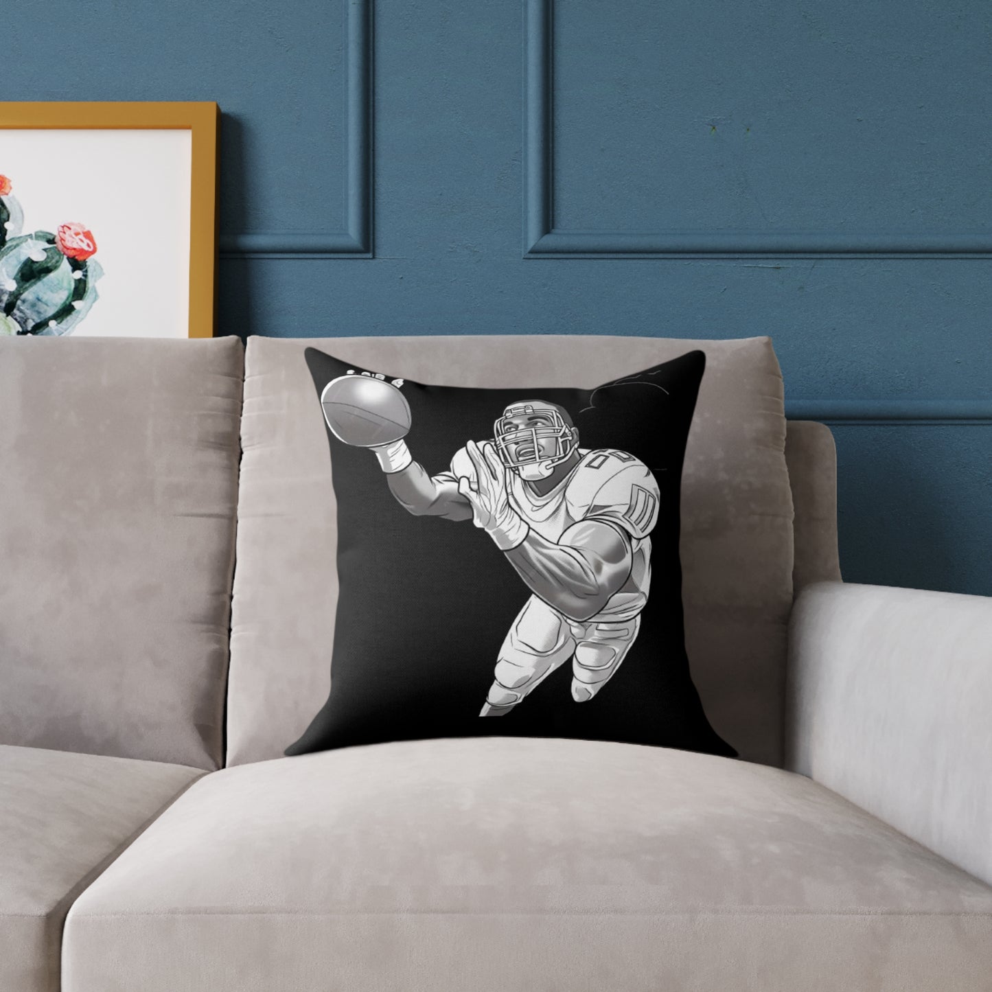 American Football Square Poly Canvas Pillow
