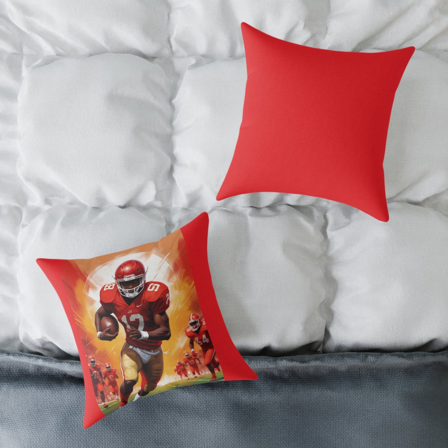American Football Square Poly Canvas Pillow