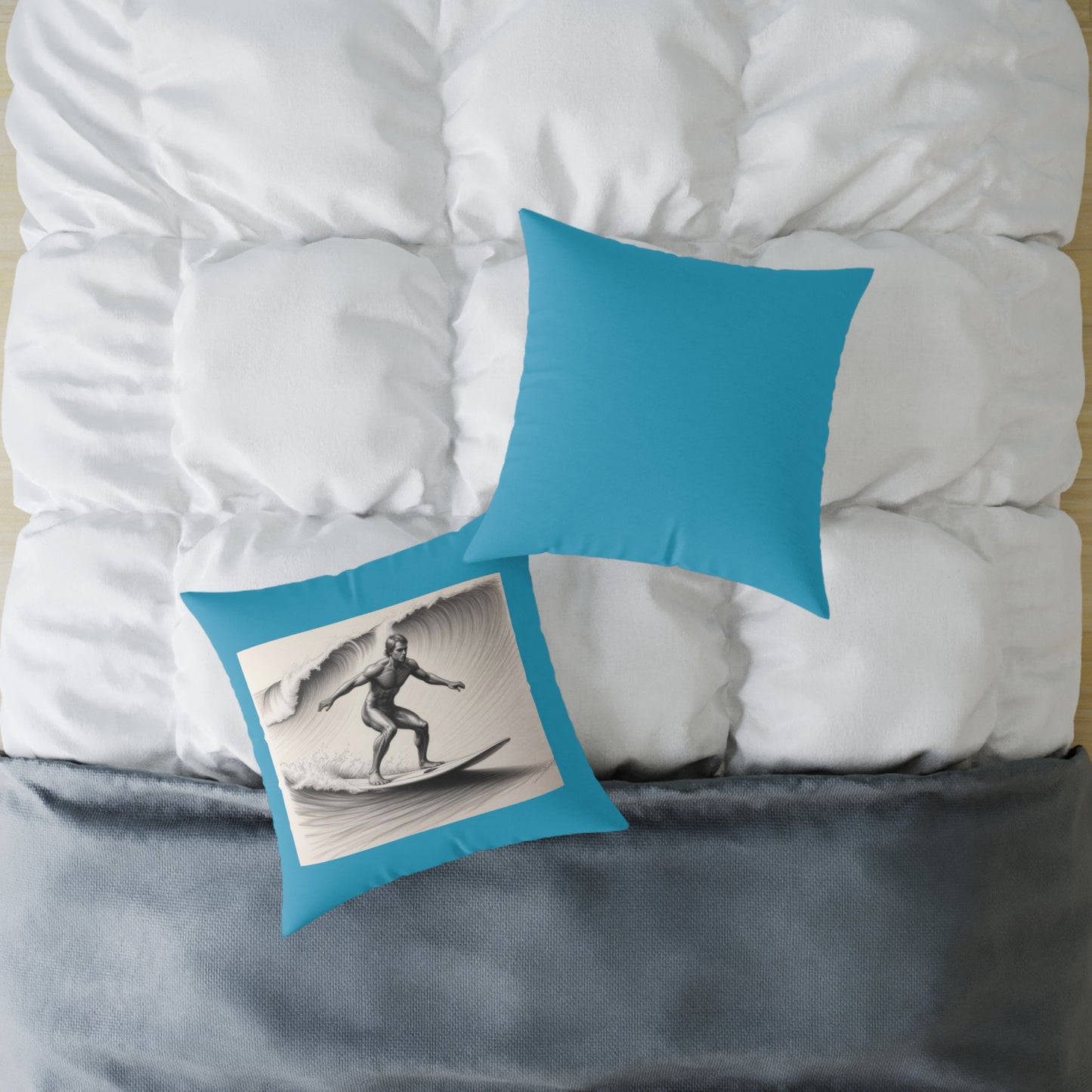 Surfing Square Poly Canvas Pillow