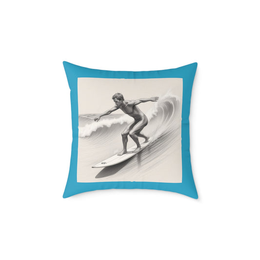 Surfing Square Poly Canvas Pillow