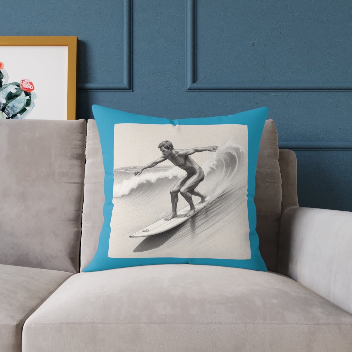 Surfing Square Poly Canvas Pillow