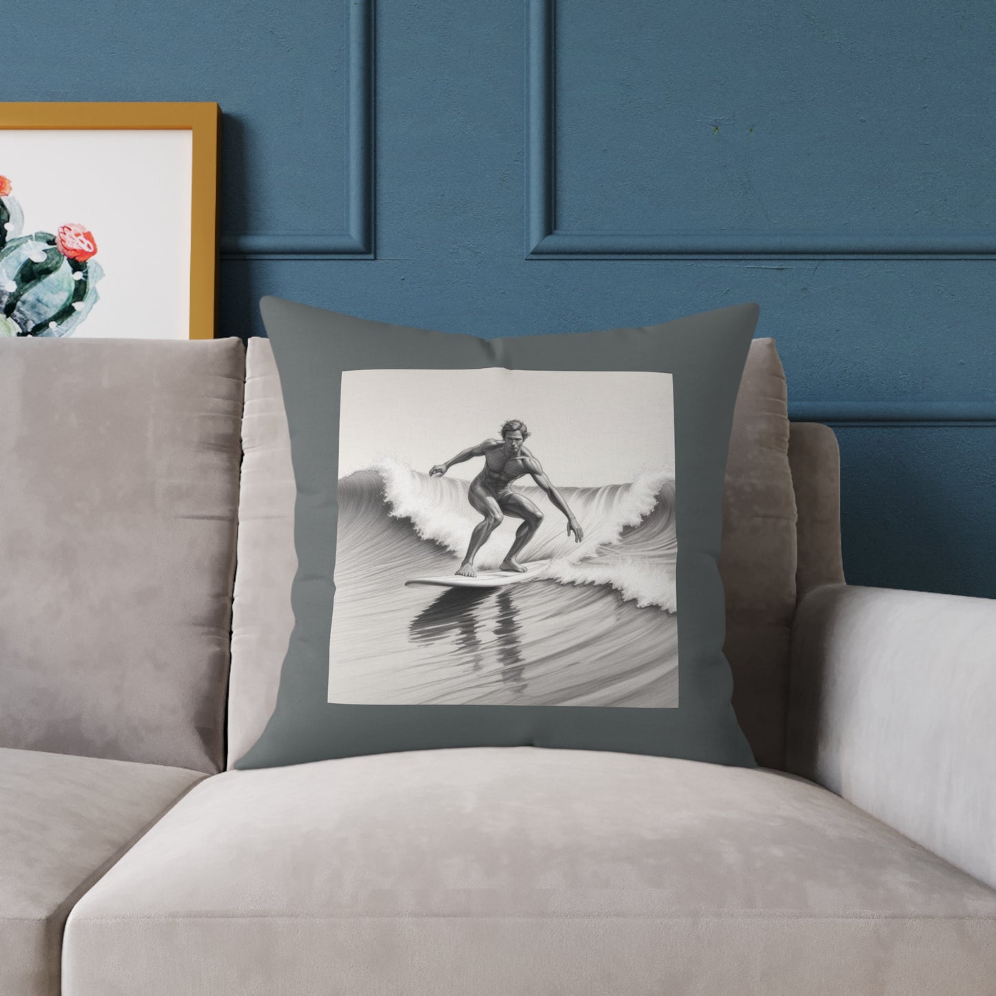 Surfing Square Poly Canvas Pillow
