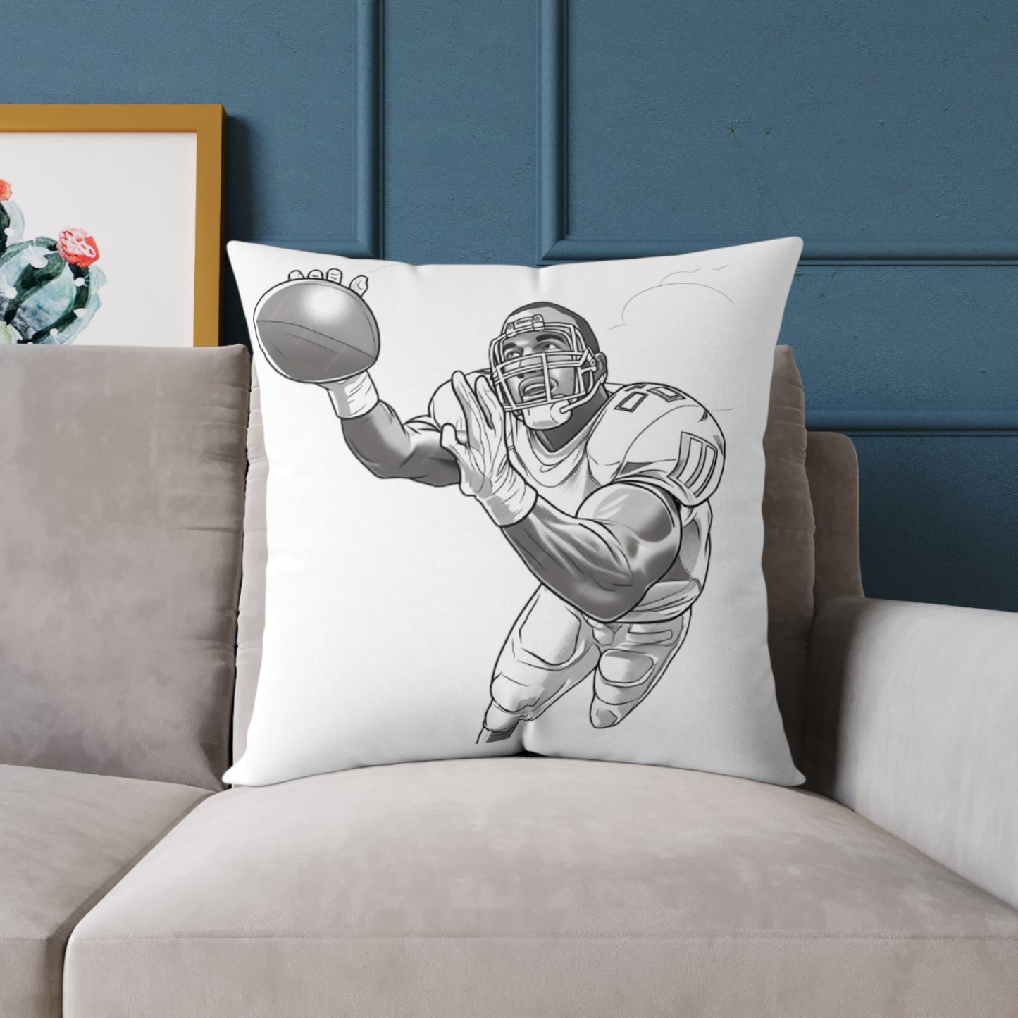 American Football Square Poly Canvas Pillow