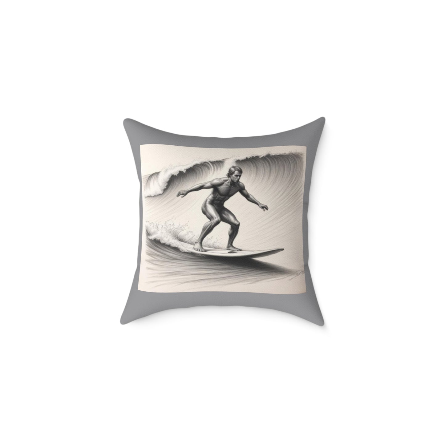 Surfing Square Poly Canvas Pillow