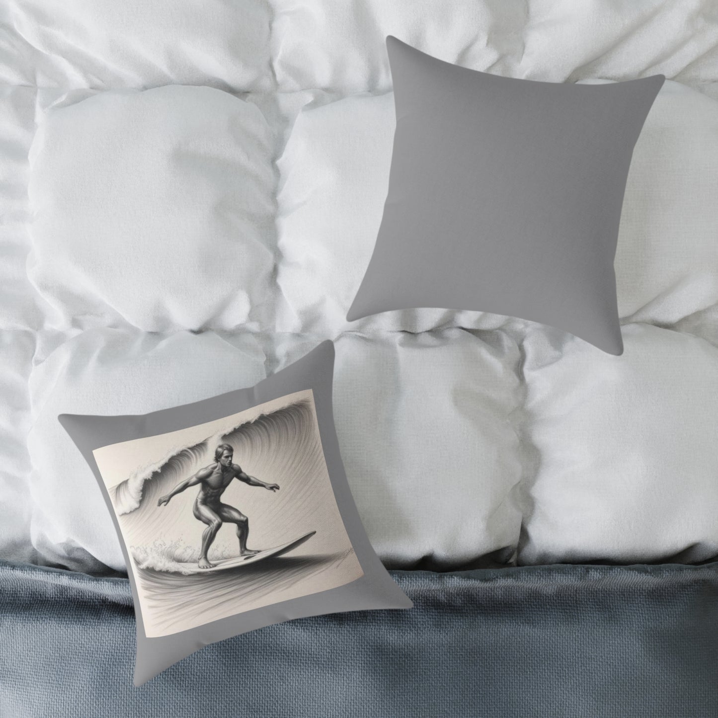 Surfing Square Poly Canvas Pillow