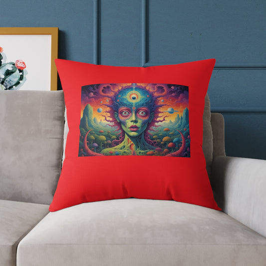 Psychadelic Square Poly Canvas Pillow