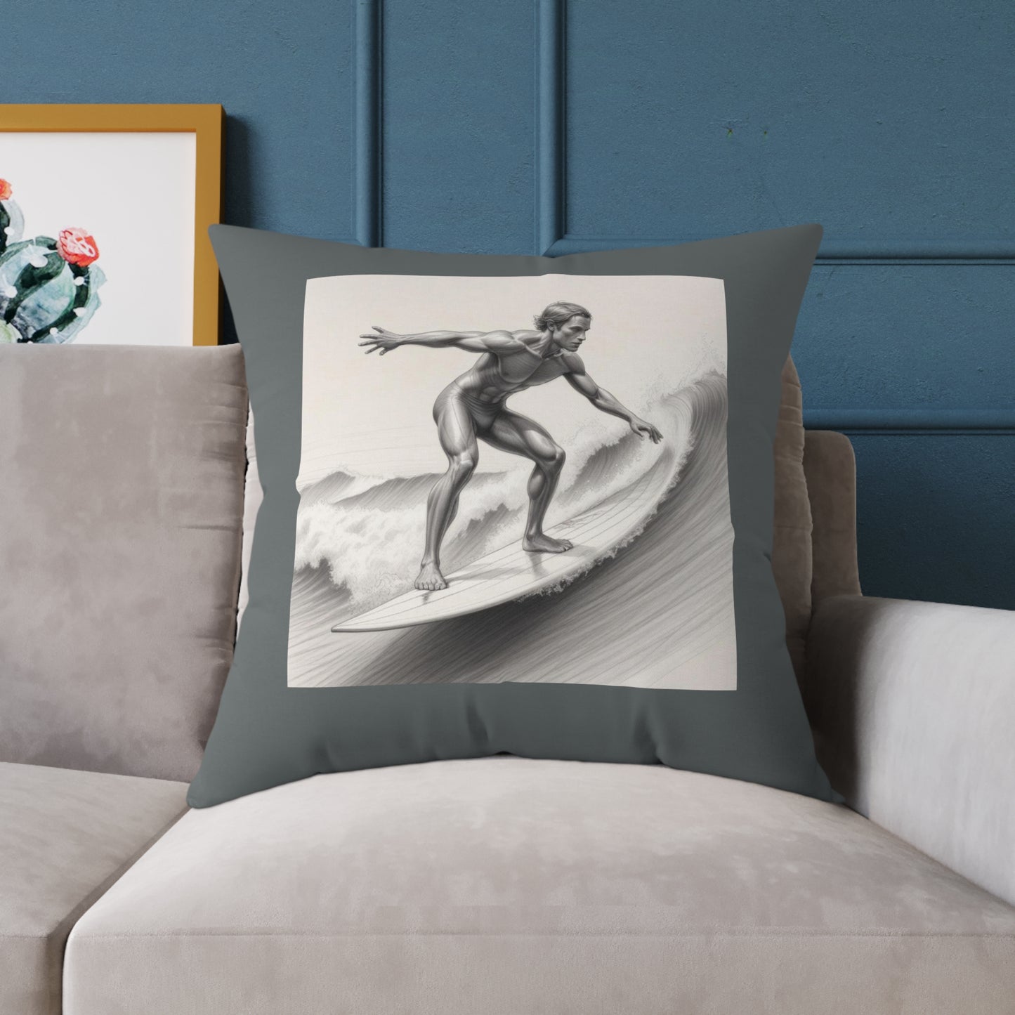 Surfing Square Poly Canvas Pillow