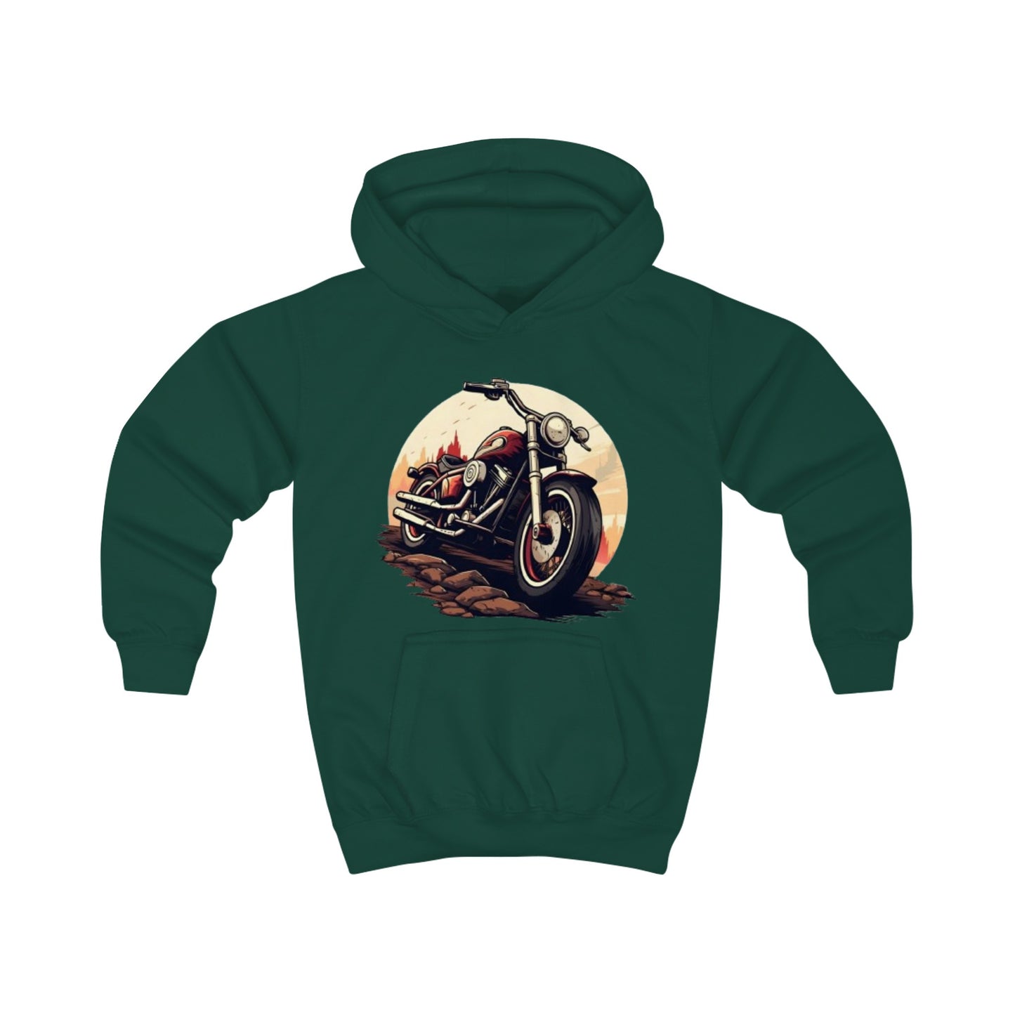 Childrens Motor- Bike print Hooded Sweatshirt Unisex Kids Hoodie