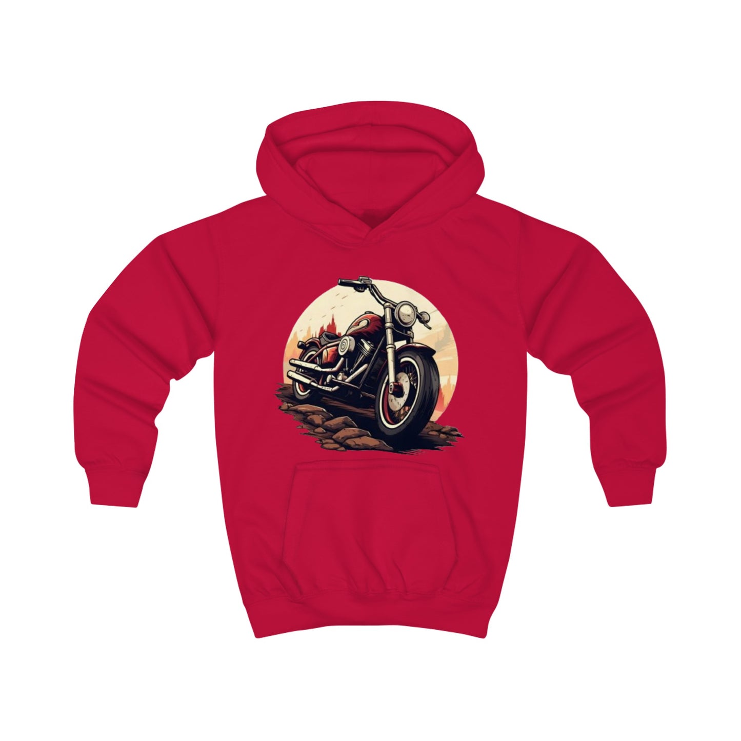 Childrens Motor- Bike print Hooded Sweatshirt Unisex Kids Hoodie