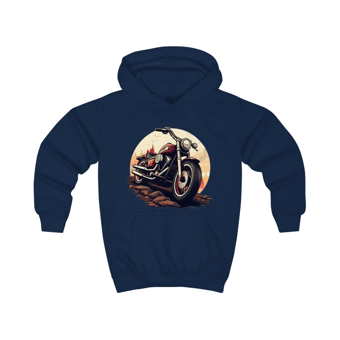 Childrens Motor- Bike print Hooded Sweatshirt Unisex Kids Hoodie