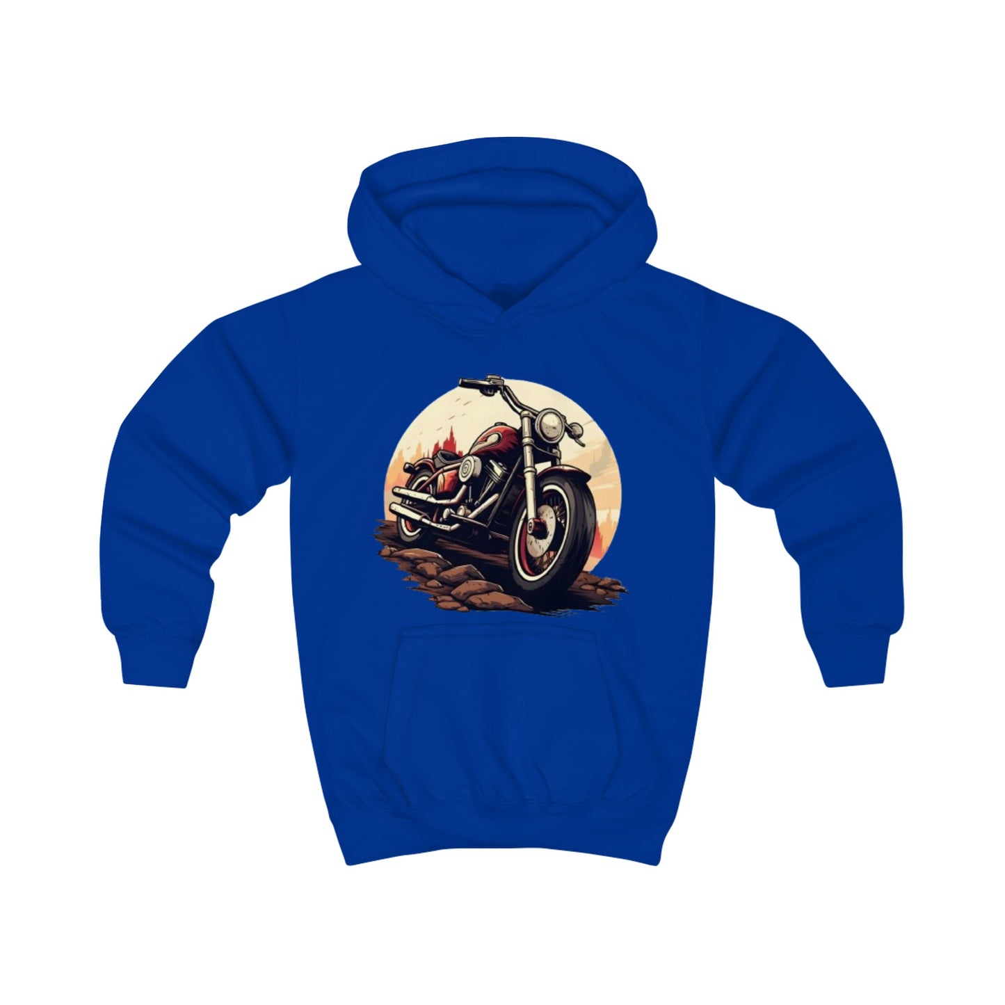 Childrens Motor- Bike print Hooded Sweatshirt Unisex Kids Hoodie