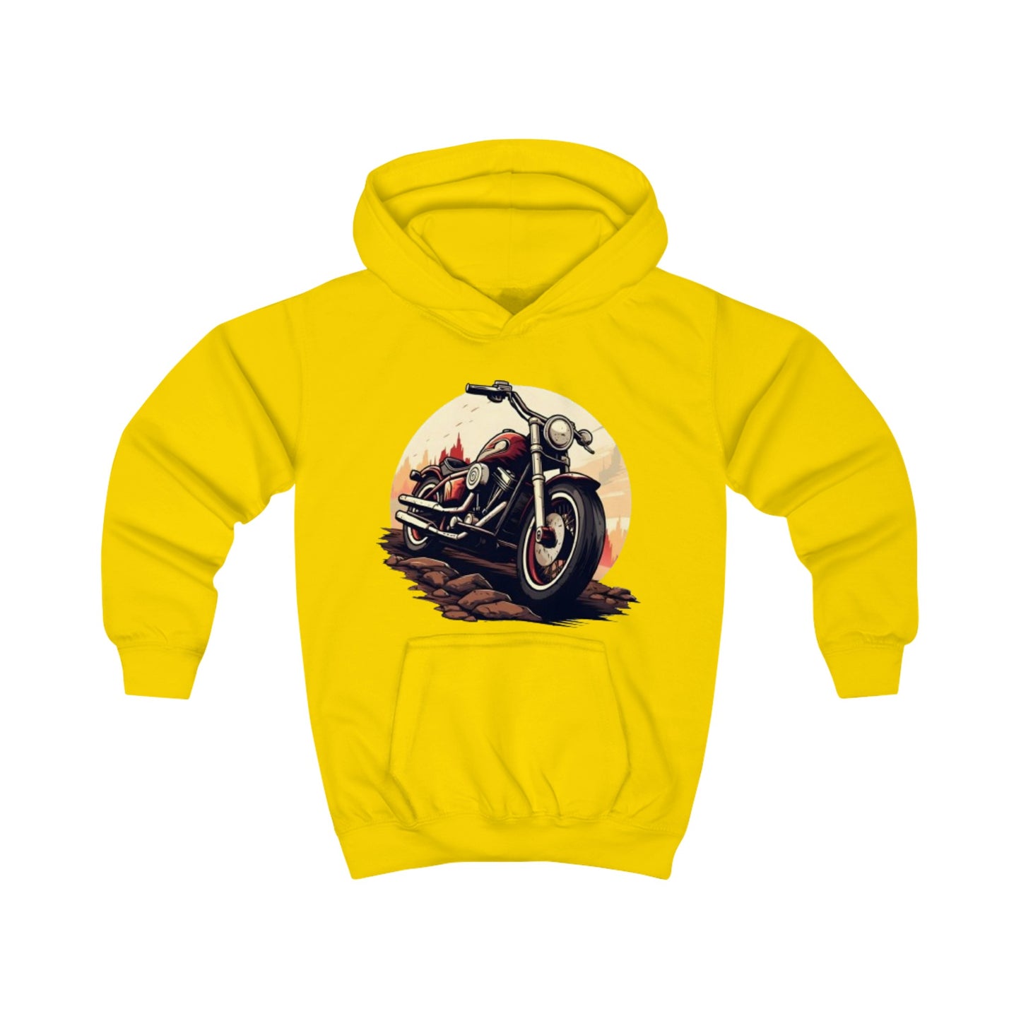 Childrens Motor- Bike print Hooded Sweatshirt Unisex Kids Hoodie