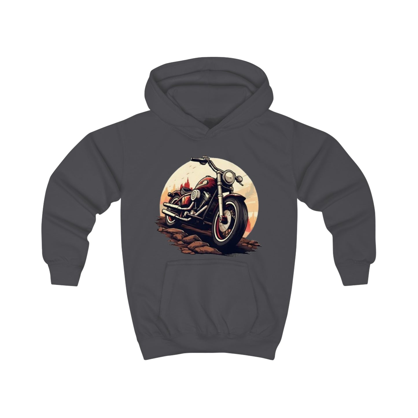 Childrens Motor- Bike print Hooded Sweatshirt Unisex Kids Hoodie