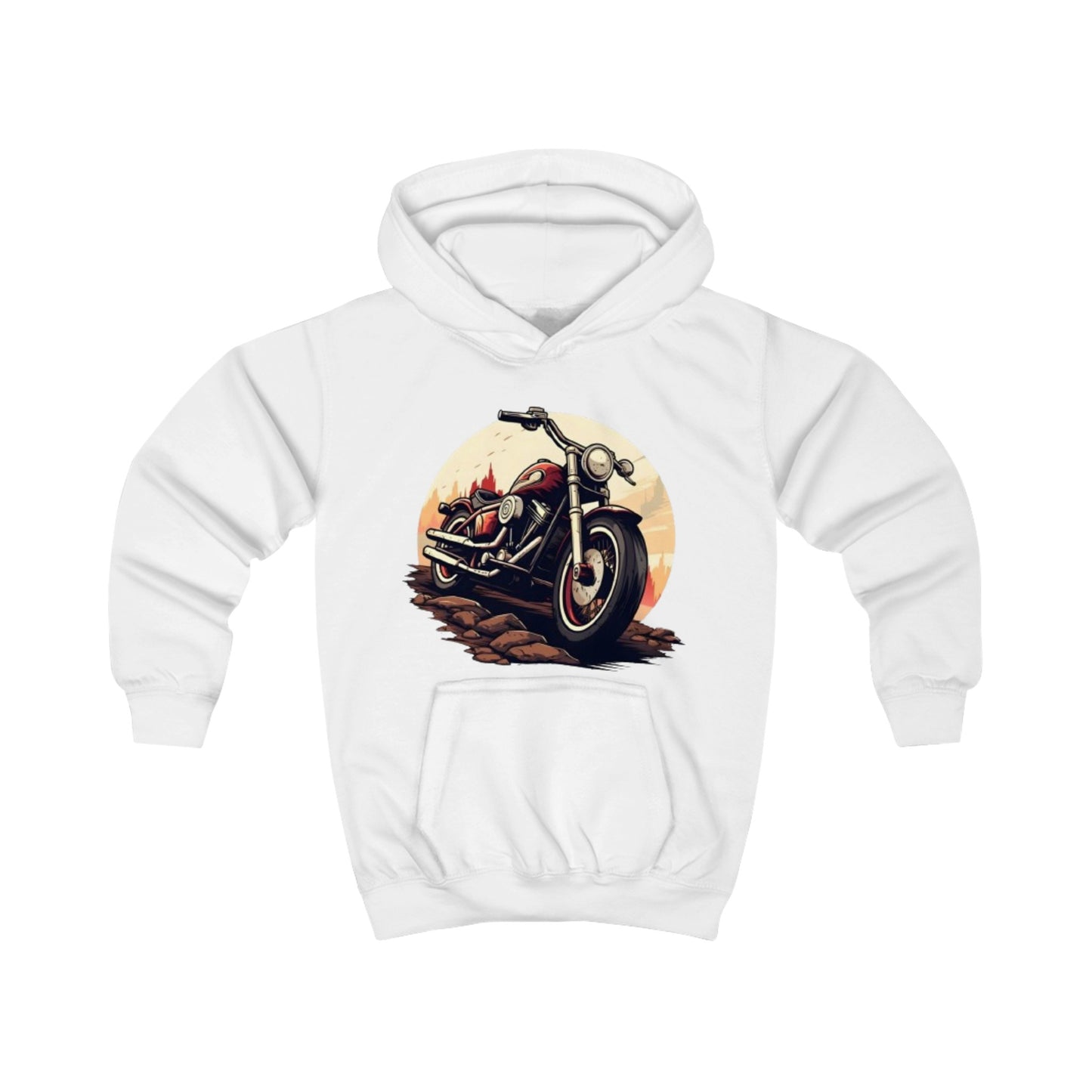 Childrens Motor- Bike print Hooded Sweatshirt Unisex Kids Hoodie