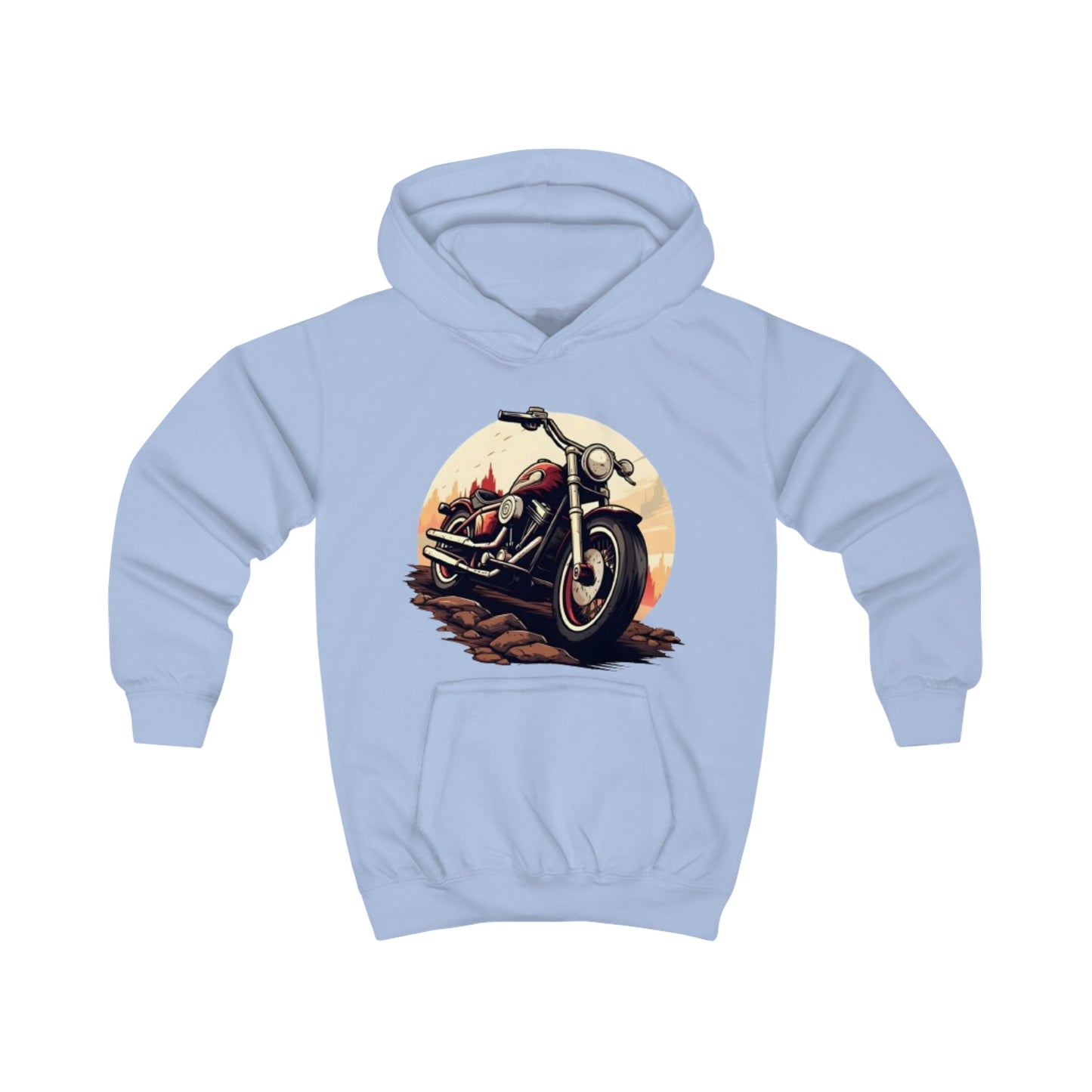 Childrens Motor- Bike print Hooded Sweatshirt Unisex Kids Hoodie