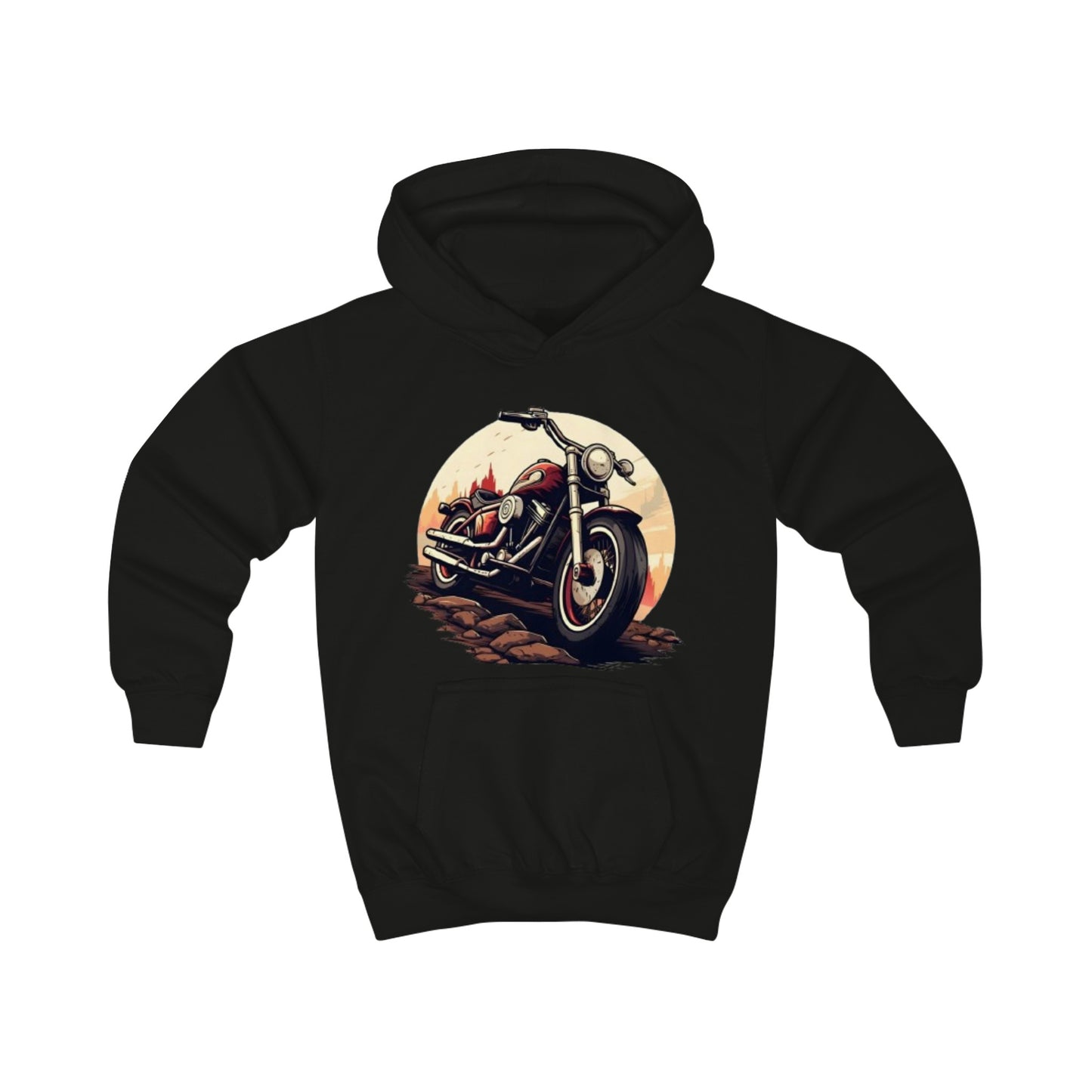 Childrens Motor- Bike print Hooded Sweatshirt Unisex Kids Hoodie