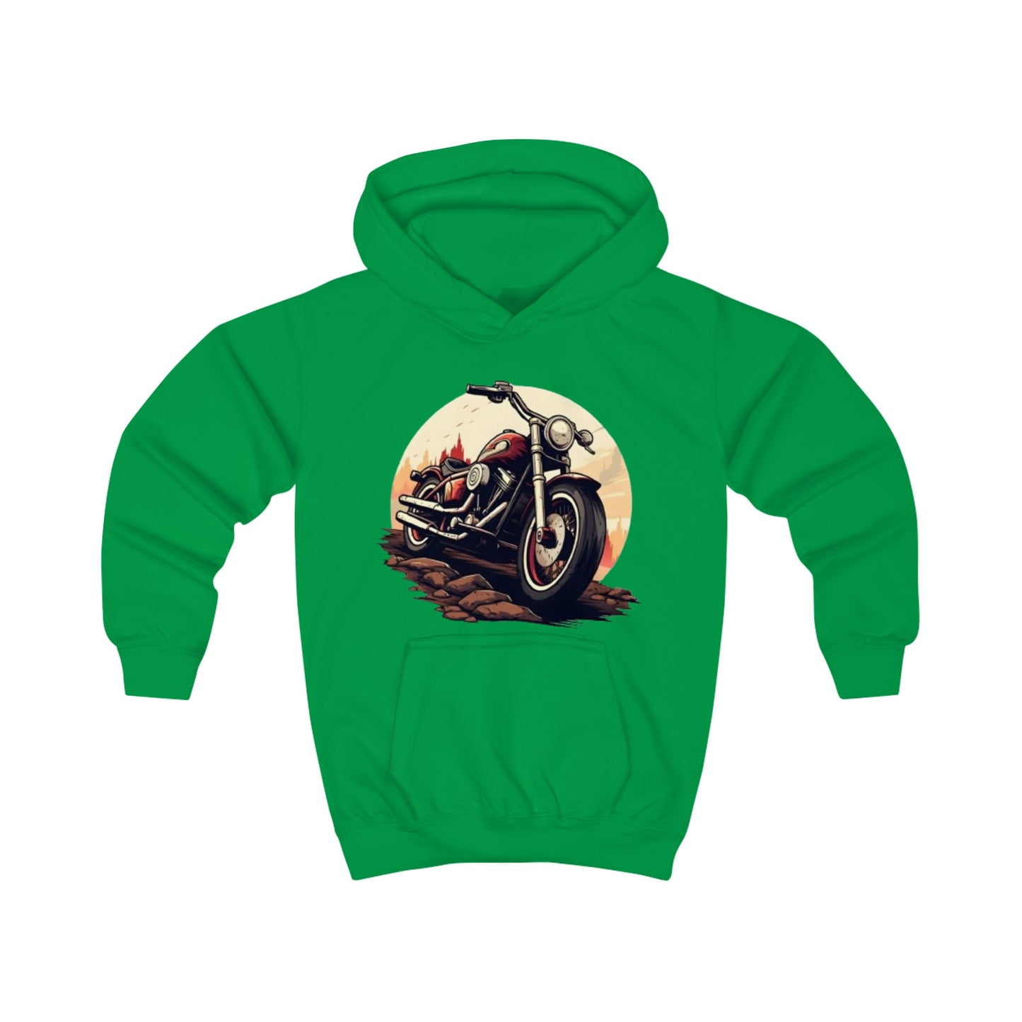 Childrens Motor- Bike print Hooded Sweatshirt Unisex Kids Hoodie