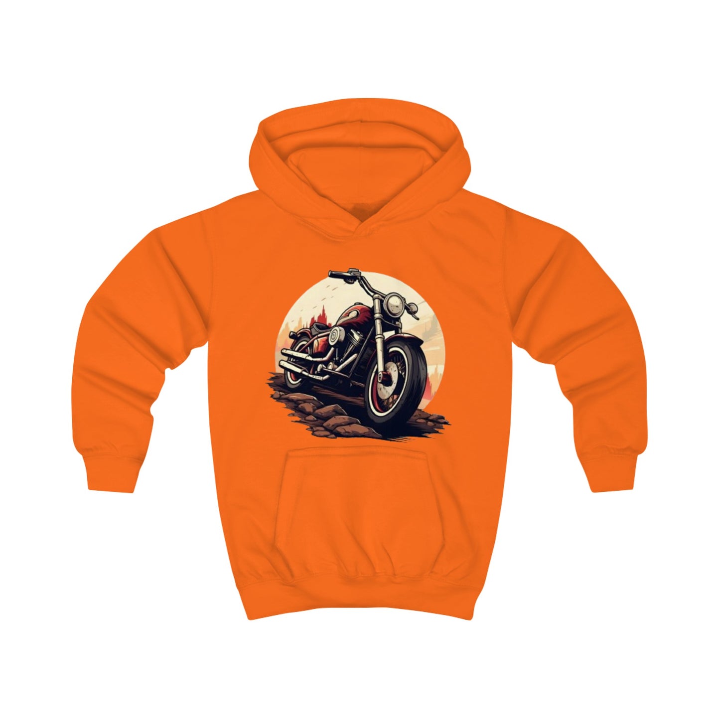 Childrens Motor- Bike print Hooded Sweatshirt Unisex Kids Hoodie