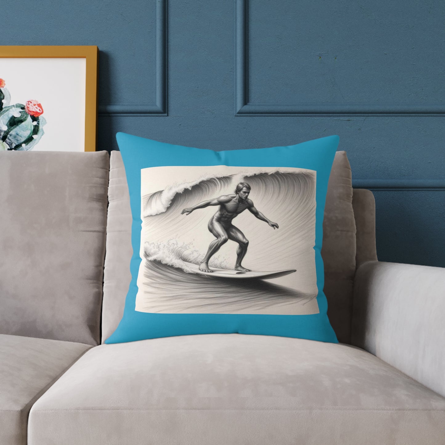 Surfing Square Poly Canvas Pillow