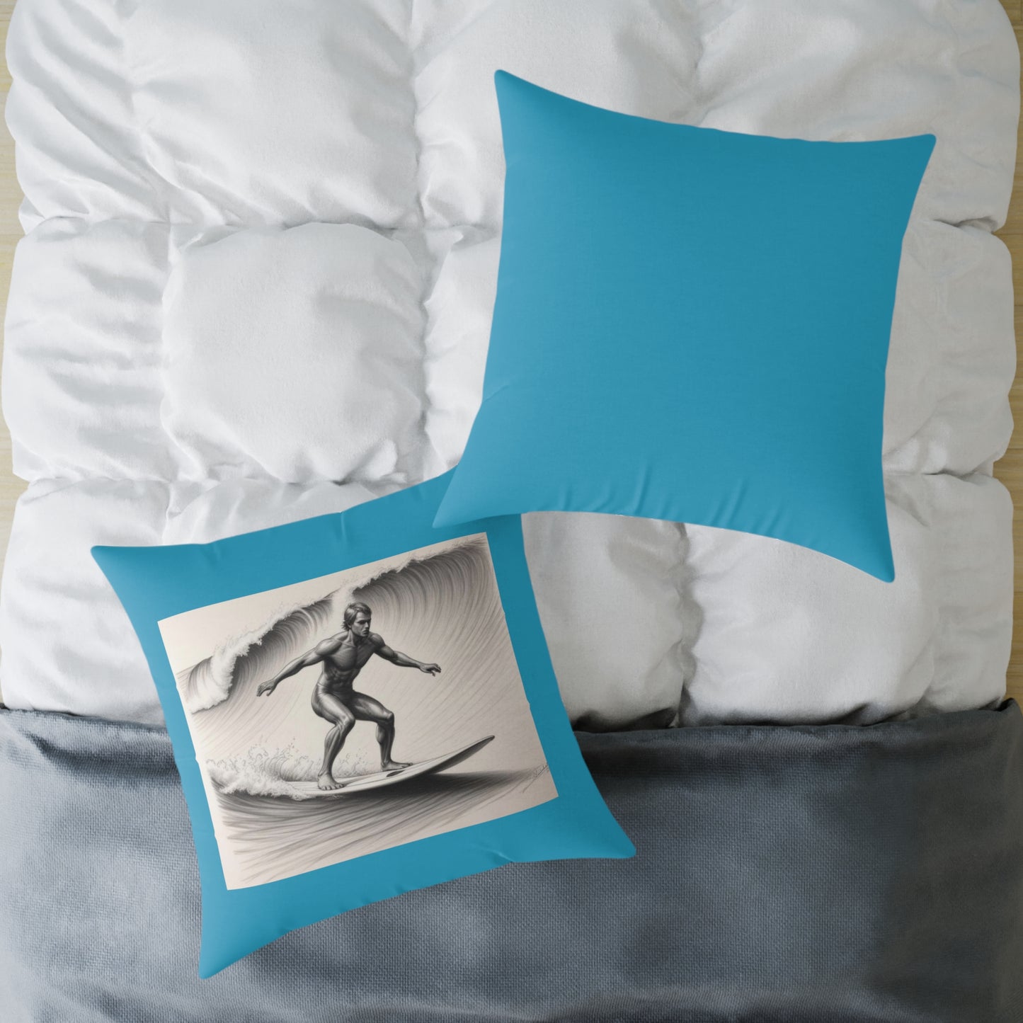 Surfing Square Poly Canvas Pillow