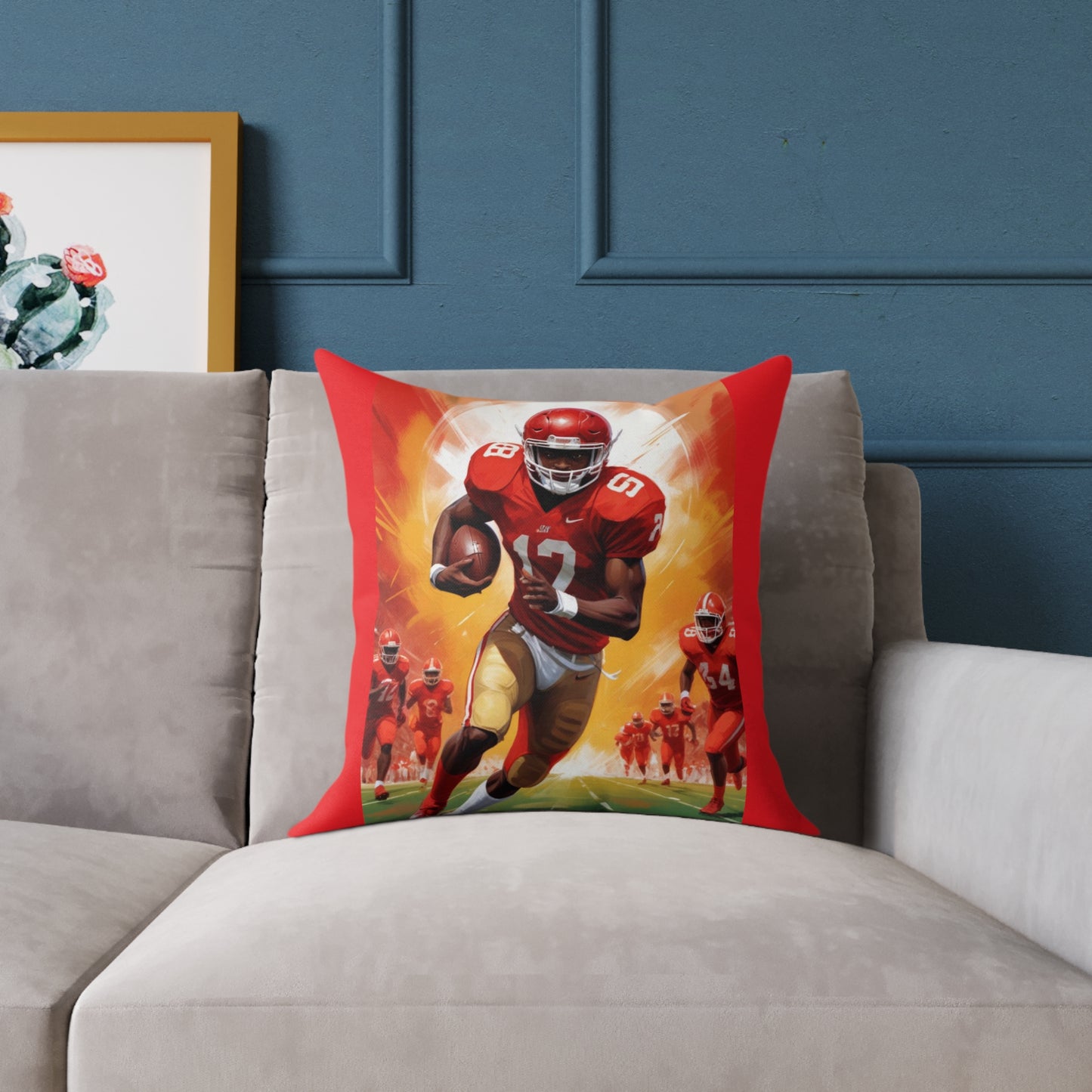 American Football Square Poly Canvas Pillow