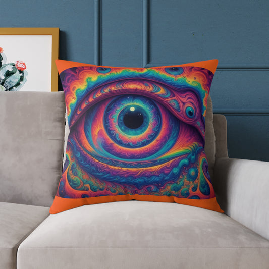 Psychadelic Square Poly Canvas Pillow