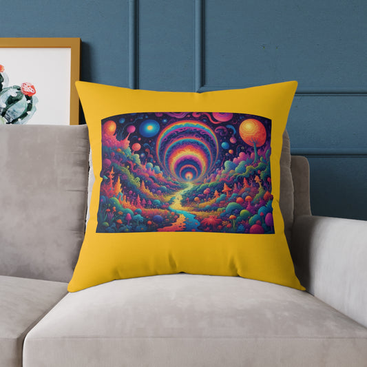 Psychadelic Square Poly Canvas Pillow