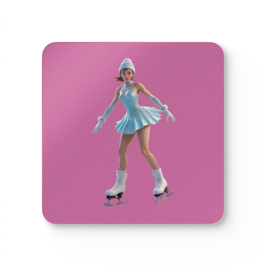 Ice Skating Corkwood Coaster Set