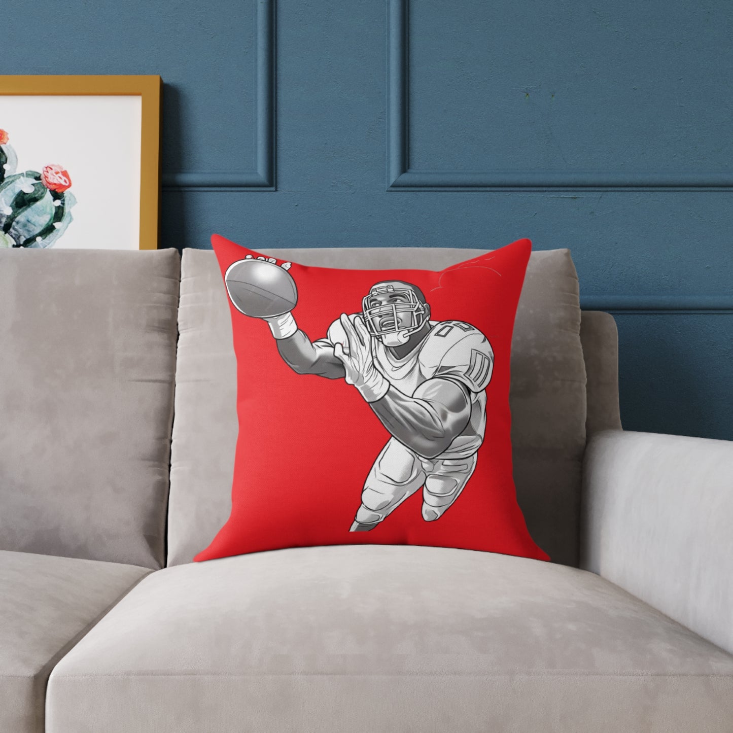 American Football Square Poly Canvas Pillow