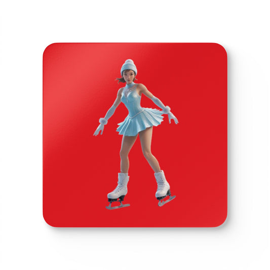 Ice Skating Corkwood Coaster Set