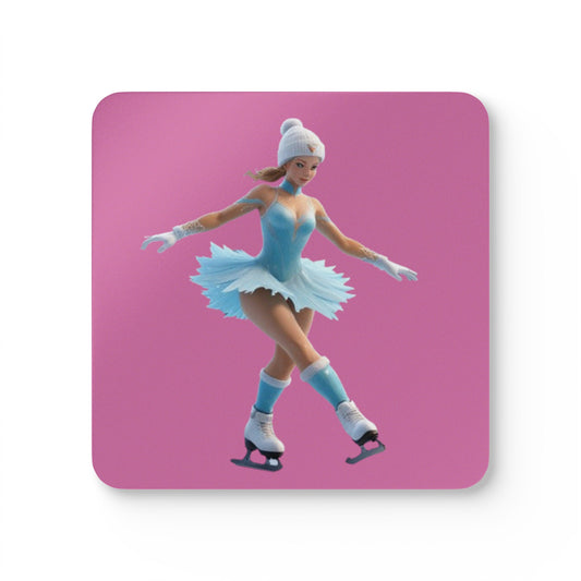 Ice Skating Corkwood Coaster Set