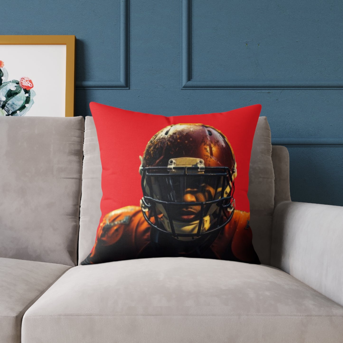 American Football Square Poly Canvas Pillow