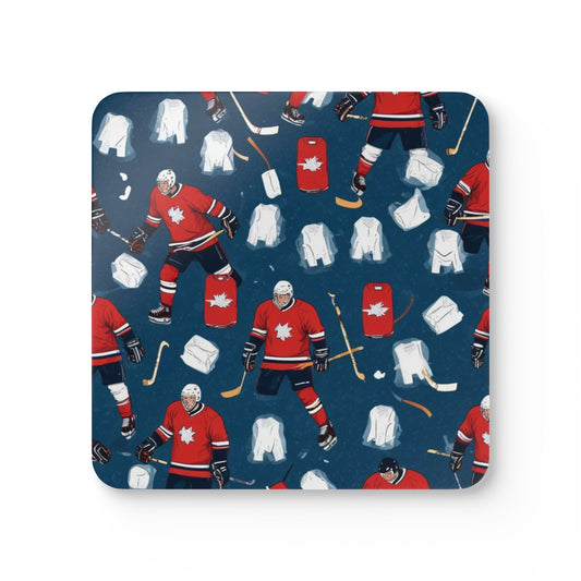 Ice Hockey Corkwood Coaster Set