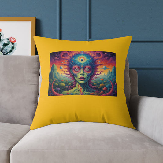 Psychadelic Square Poly Canvas Pillow