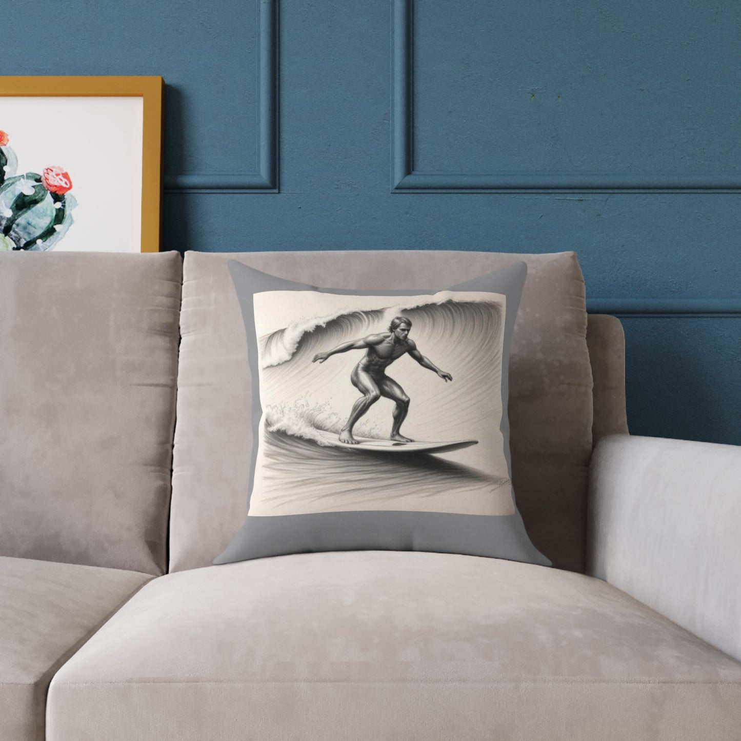Surfing Square Poly Canvas Pillow