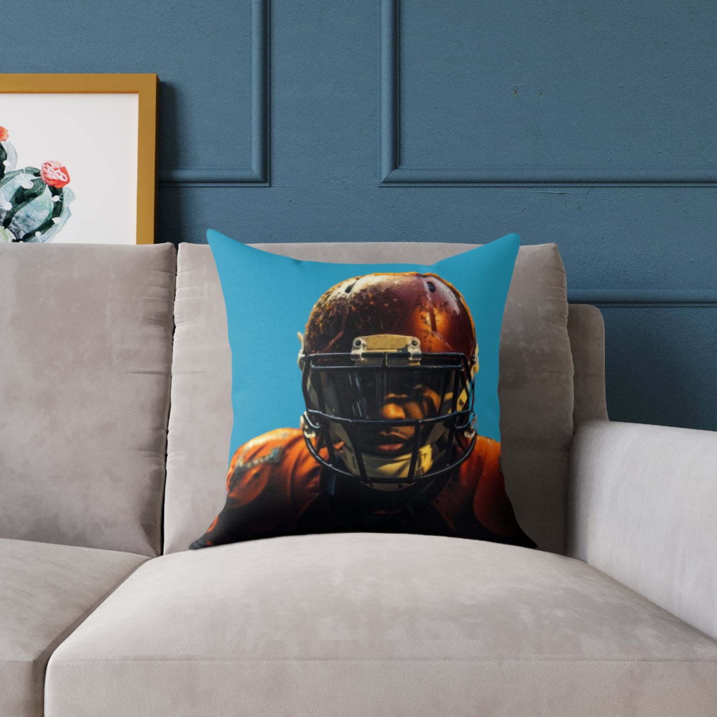 American Football Square Poly Canvas Pillow